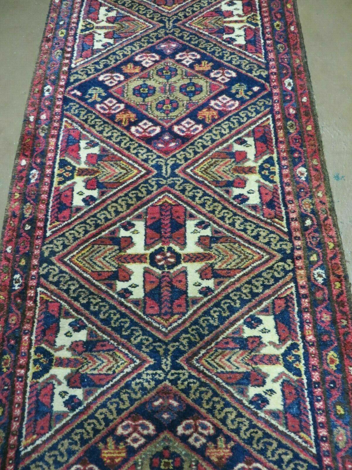 Turkish Anatolian Wool Runner Rug Antique Handmade Allover Pattern 30 By 113 Inches