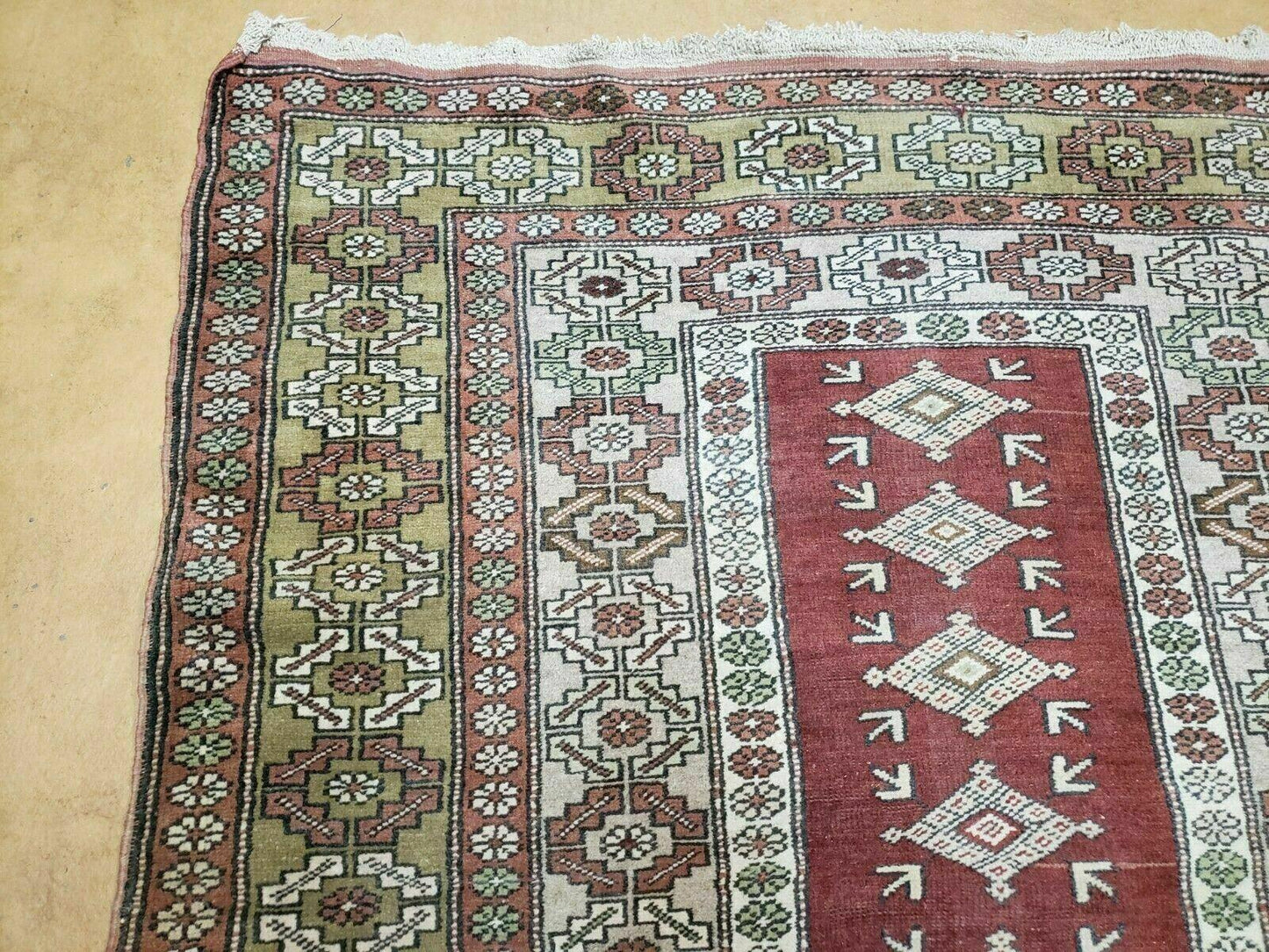 Antique Turkish Oushak Wool Rug Handmade 4 By 8 Feet 49 By 91 Inches