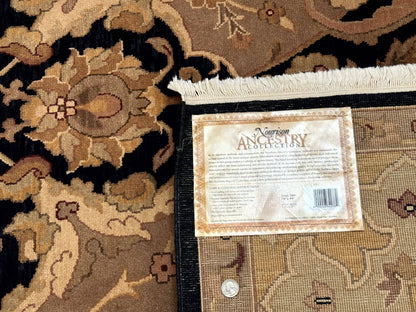 Handmade Wool Rug 8x10 Traditional Oriental Black and Beige Nourison