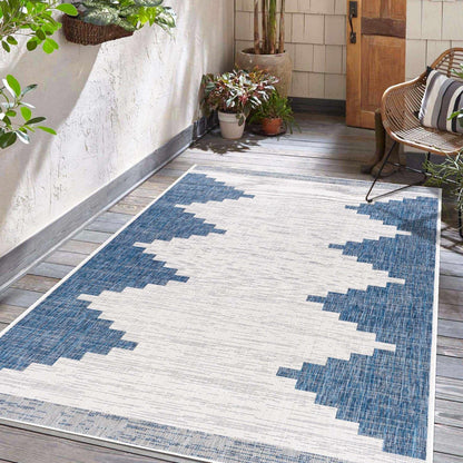Djugun Navy Area Rug - Stylish Durable Indoor Outdoor Mat