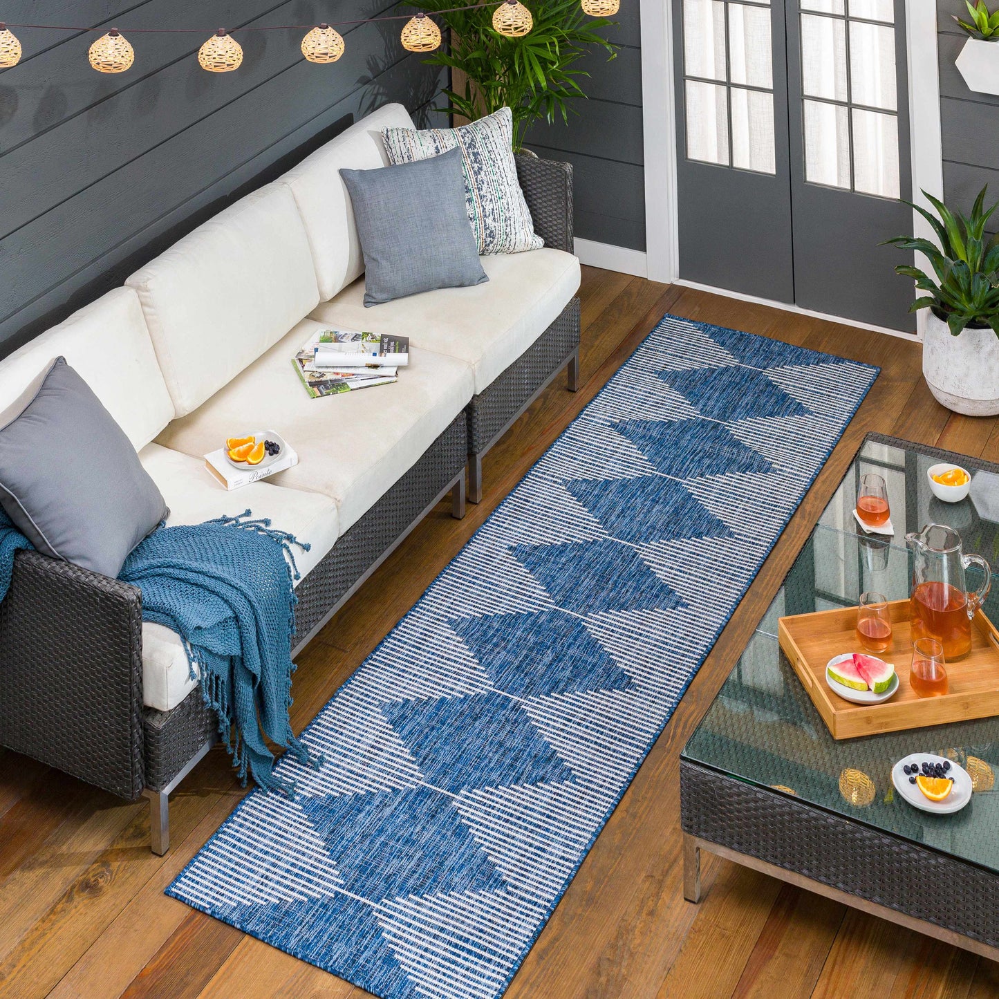 Navy Outdoor Rug - Durable Stylish Area Rug for Patios and Decks
