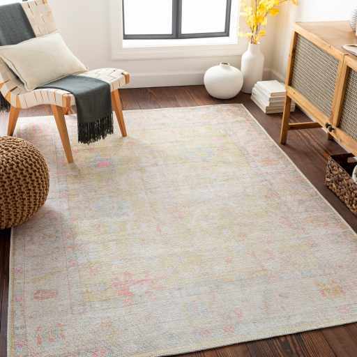 Vintage Washable Flat Pile Area Rug - Elegant Durable Home Decor