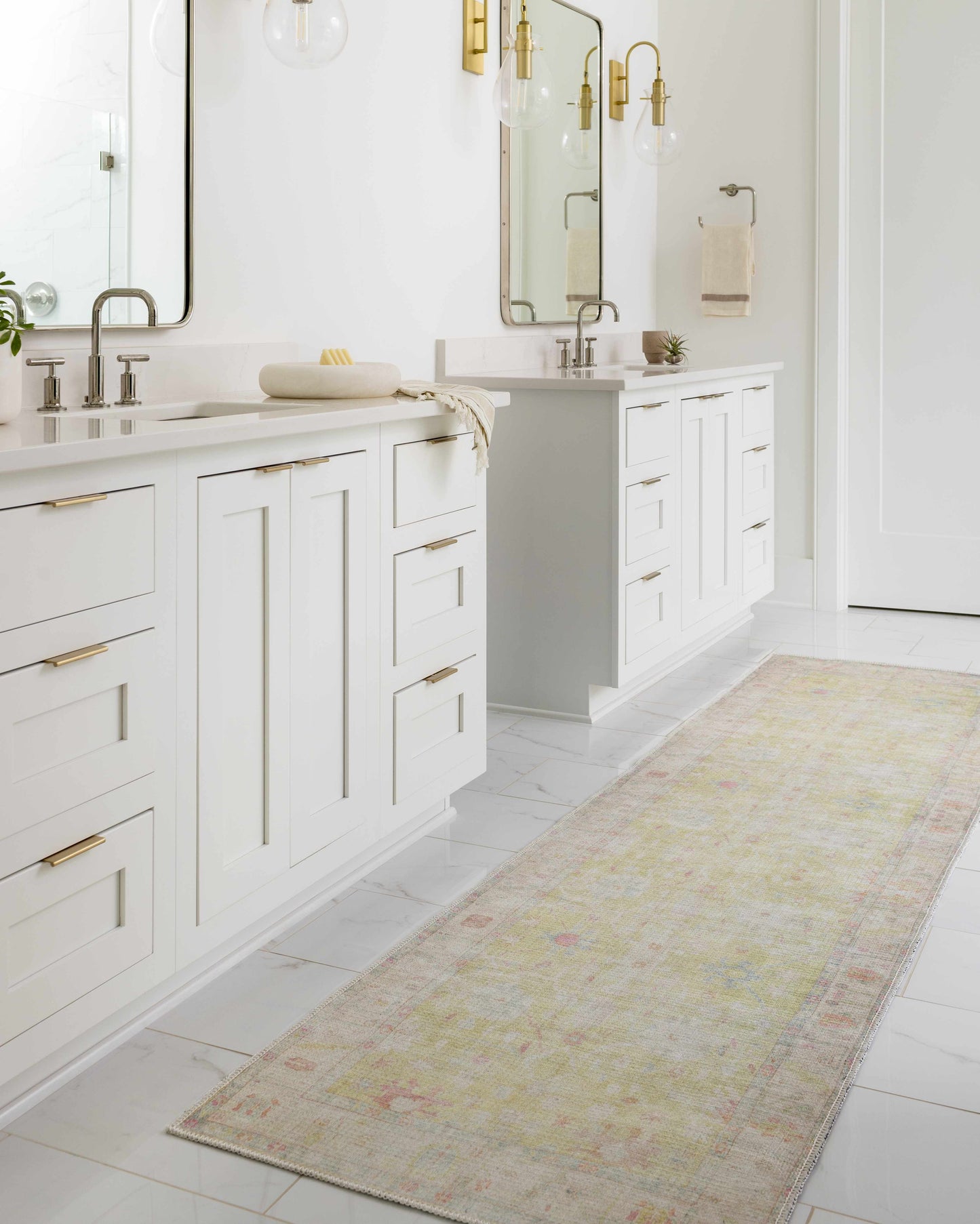 Vintage Washable Flat Pile Area Rug - Elegant Durable Home Decor