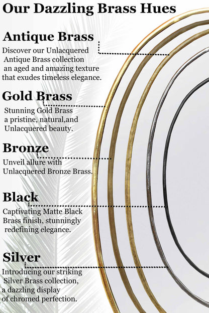 Kidny Unlacquered Brass Mirror , Silver Mirror.