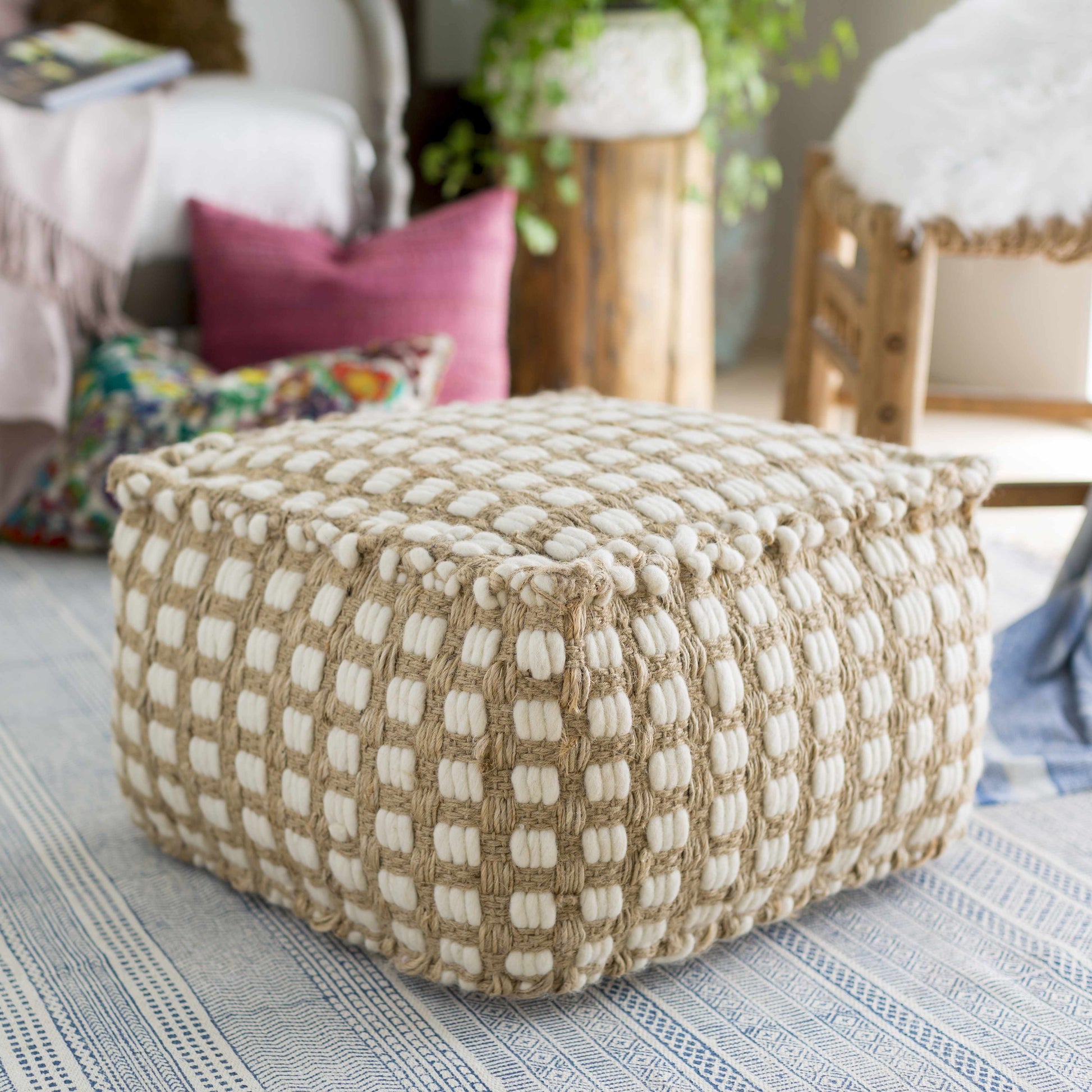 Woven pouf seating