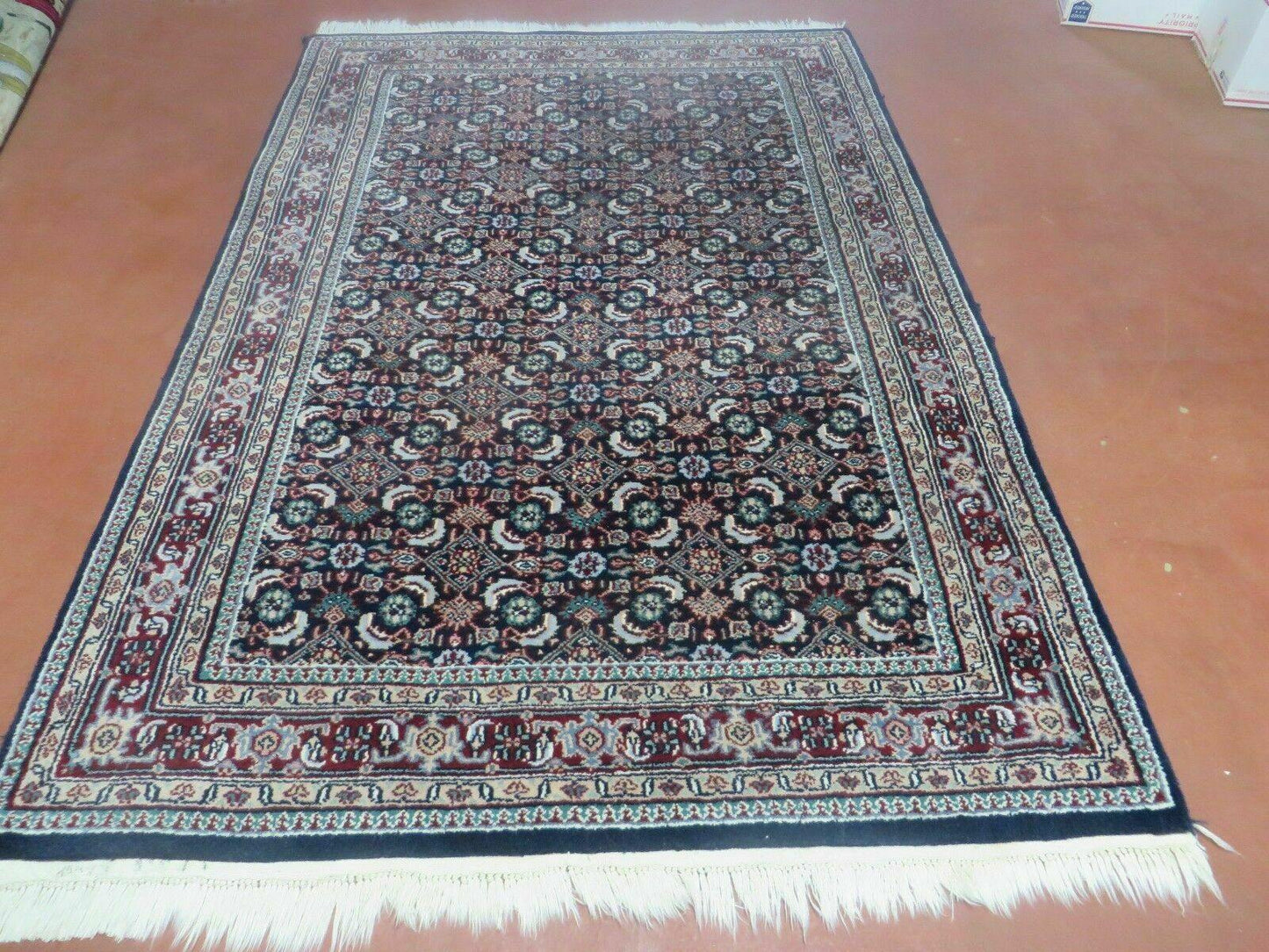 Vintage Handmade Indian Amritsar Wool Rug 4x6 Allover Design Very Good Condition