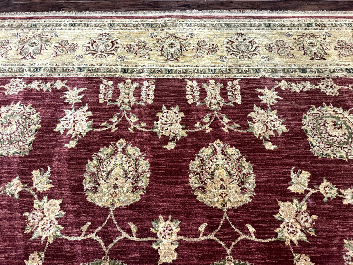 Traditional Wool Oriental Rug 9x13 Power Loomed Burgundy Carpet