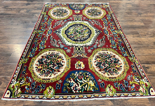 Persian Bakhtiari Rug 5x8 Hand Knotted Wool Floral Red Oriental Carpet Antique