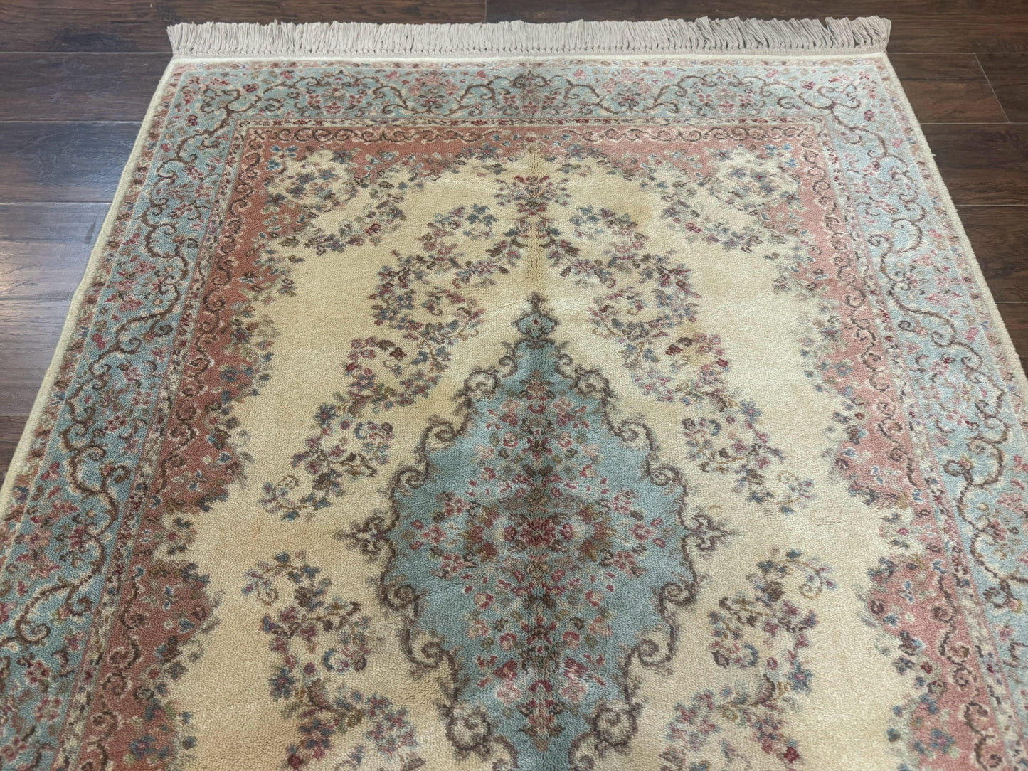 Karastan Kirman Wool Rug 4x6 Pastel Ivory Vintage Discontinued