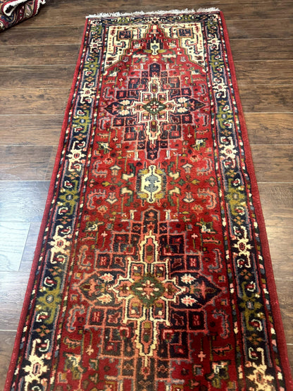 Indo Persian Heriz Wool Runner Rug 3x17 Medallion Hallway Carpet