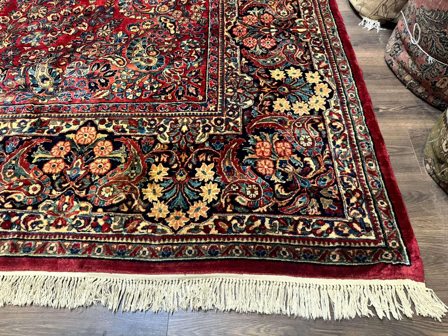 Antique Persian Sarouk Rug Palace Size 12x18 With Regal Floral Palmette