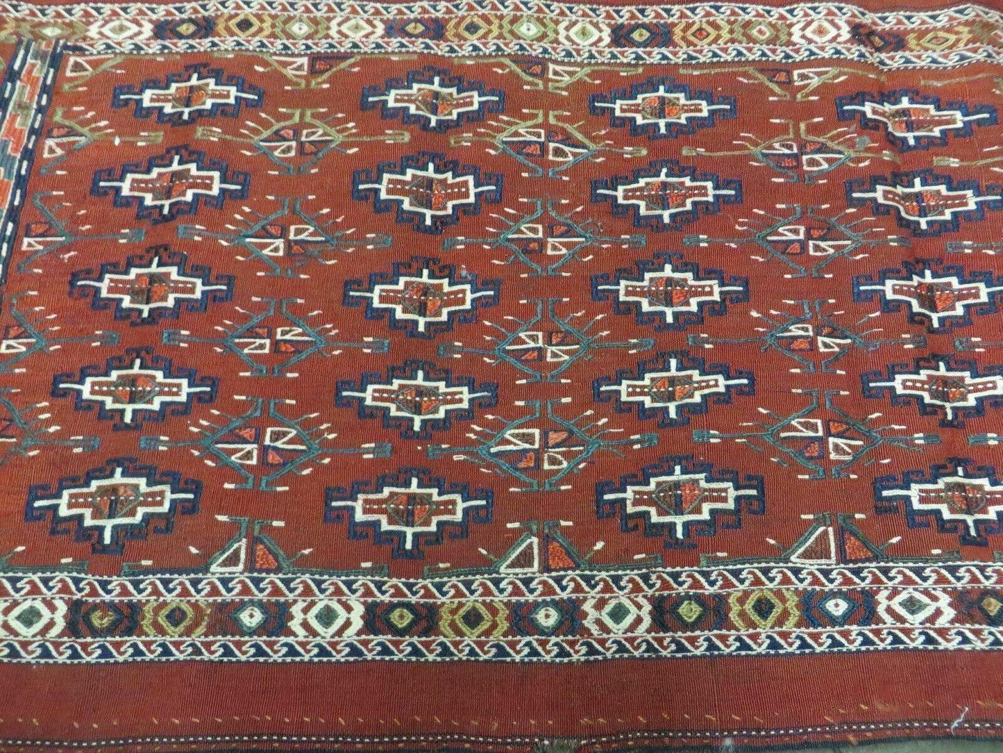 Antique Bokhara Turkoman Soumak Wool Rug 45x32 Handmade Yomud Chuval