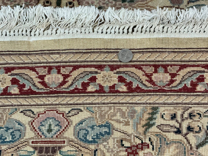 Pakistani Runner Rug 2.8 x 14 Handmade Wool Cream Floral Hallway Accent