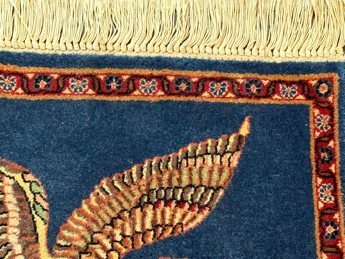 American Flag Bald Eagle Pictorial Rug Indo Persian Handmade Wool Hand Knotted