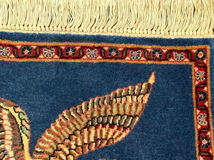 American Flag Bald Eagle Pictorial Rug Indo Persian Handmade Wool Hand Knotted