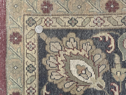 Indo Persian Rug 10x14 Hand Knotted Wool Floral Allover Vintage Handmade Carpet