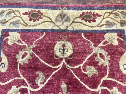 Tibetan Aubusson Rug 8x10 Handmade Wool Floral Vintage Traditional