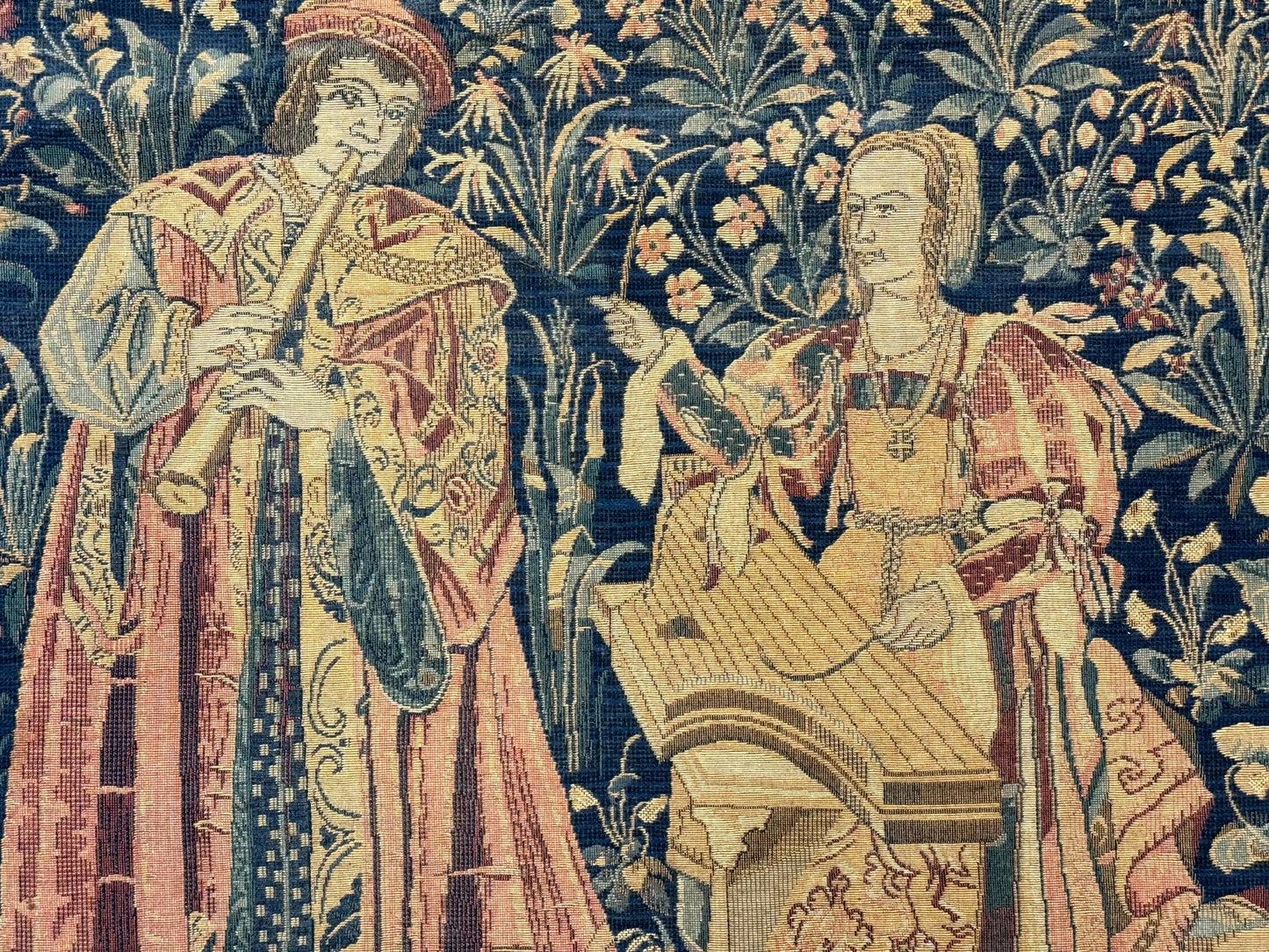 Belgian Tapestry 2x3 Vintage Flemish European Design Red Accents