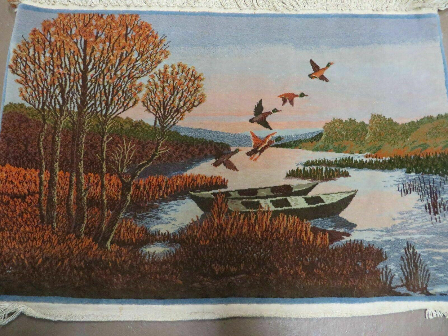 Vintage Handmade Pakistan Pictorial Rug With Birds And Trees 2x3 Feet