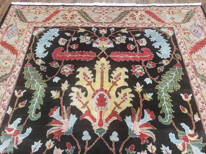 Peshawar Rug 6x9 Hand Knotted Wool Area Rug Black And Silver Oriental Carpet Handmade