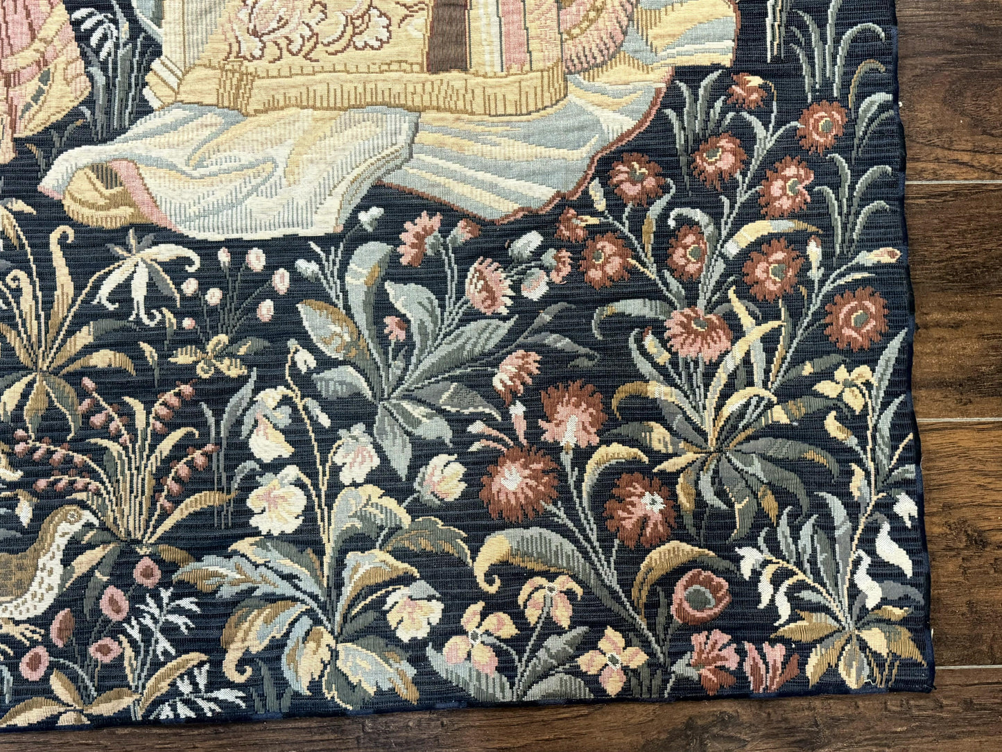 Belgian Tapestry Vintage 4x5 The Concert Musicians Green Loomed Cotton Wool