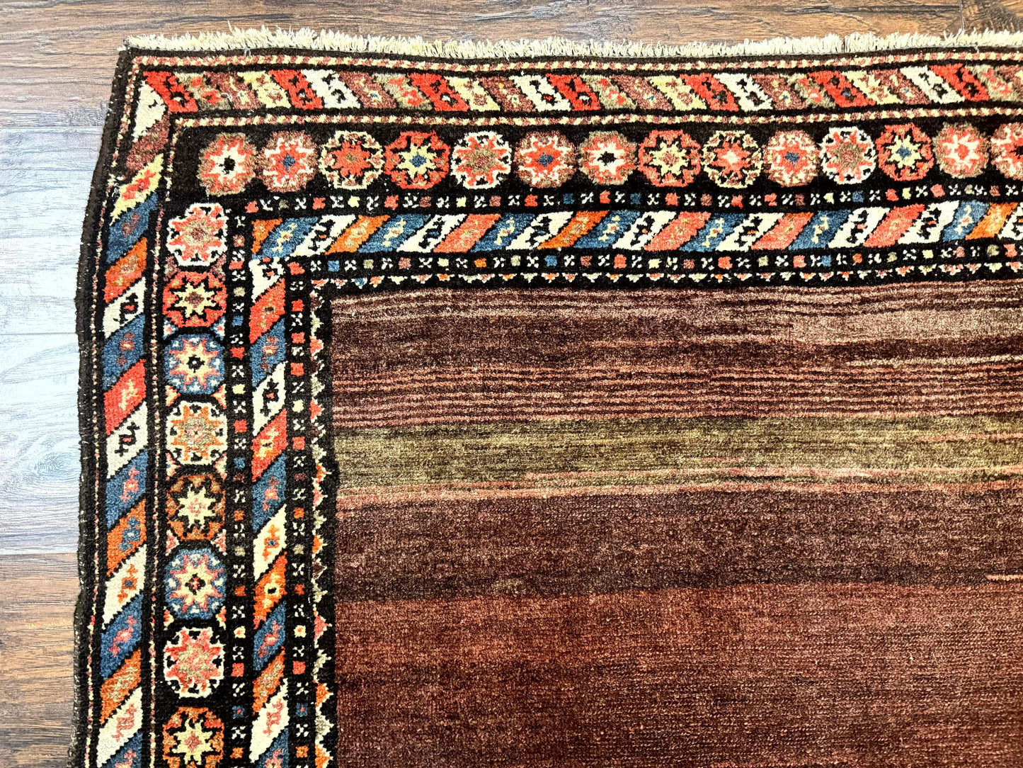 Antique Persian Rug 4x7 Handmade Sarab Tribal Wool Runner Open Field Rainbow Border