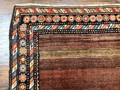 Antique Persian Rug 4x7 Handmade Sarab Tribal Wool Runner Open Field Rainbow Border