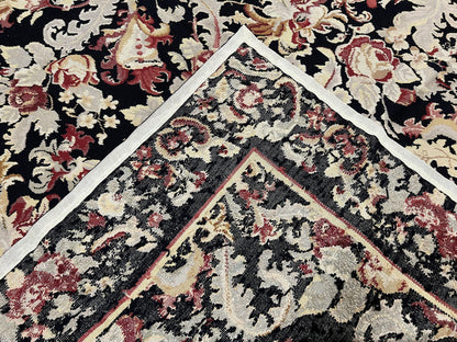 Wool Needlepoint Rug 9x12 William Morris Vintage Handwoven Floral Area Rug