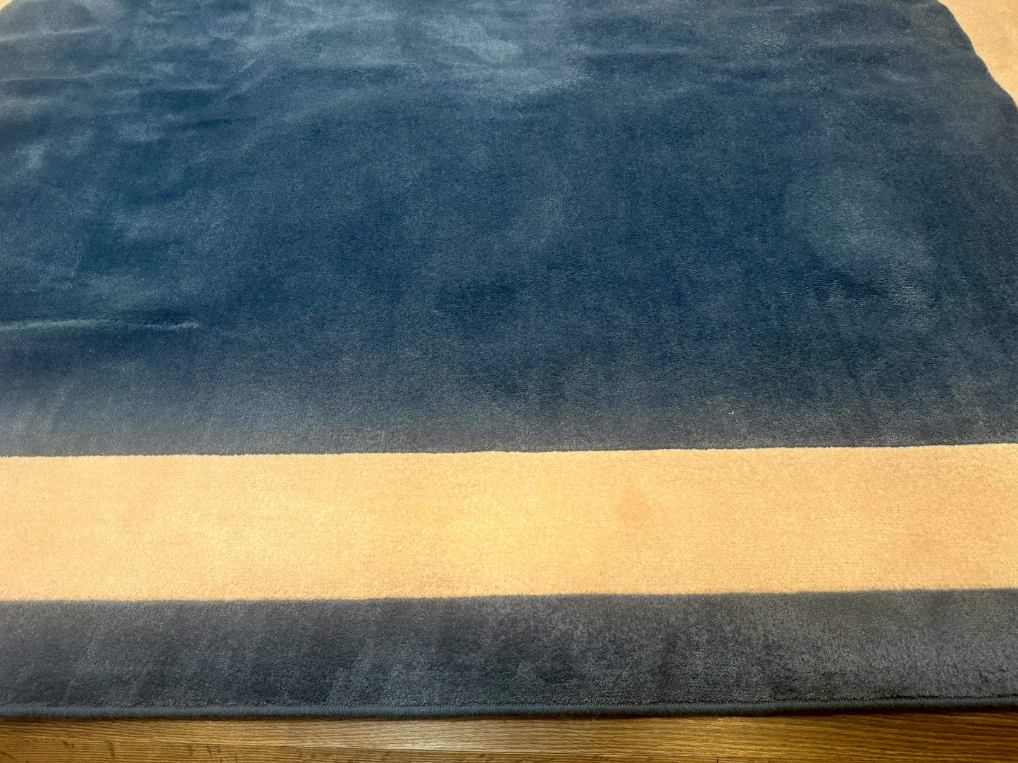 Blue And Cream Square Rug 10x10 Ft Hand Tufted Wool Modern Area Carpet