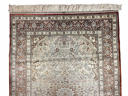 4x6 Vintage Handmade Chinese Oriental Silk Rug Hand Knotted 400 KPSI