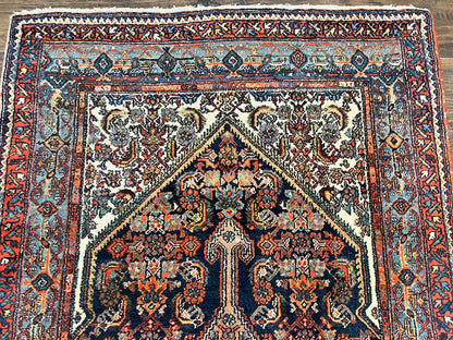 Persian Runner Rug Antique Hand Knotted Wool Geometric Medallions Hallway Decor