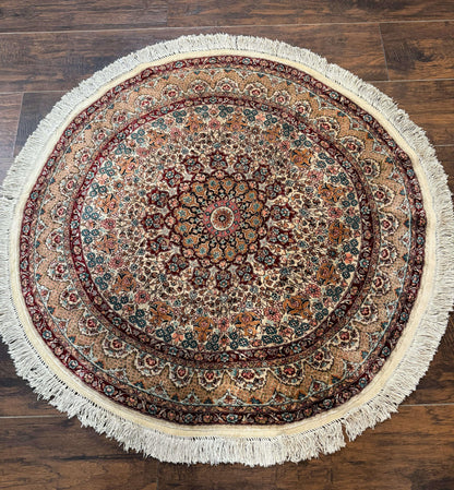 Round Silk Rug 3x3 Handmade Sino Persian Silk On Silk Carpet