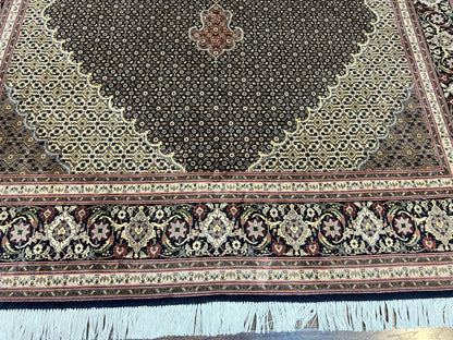 Persian Tabriz Rug 7x10 Hand Knotted Wool Vintage Carpet Collection