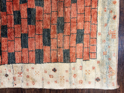 Persian Gabbeh Rug 6x8 Ft Handwoven Wool Tribal Area Rug For Home Decor