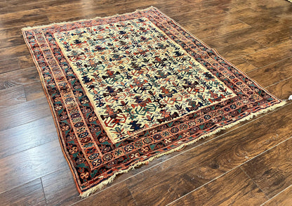 Persian Afshar Rug 5x6 Handmade Wool Tribal Carpet With Allover Repeated Motif