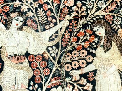Sino Persian Pictorial Rug Garden Of Eden Adam And Eve Tree Of Life Design Silk Hand Knotted 580 KPSI Masterpiece 2.7x4