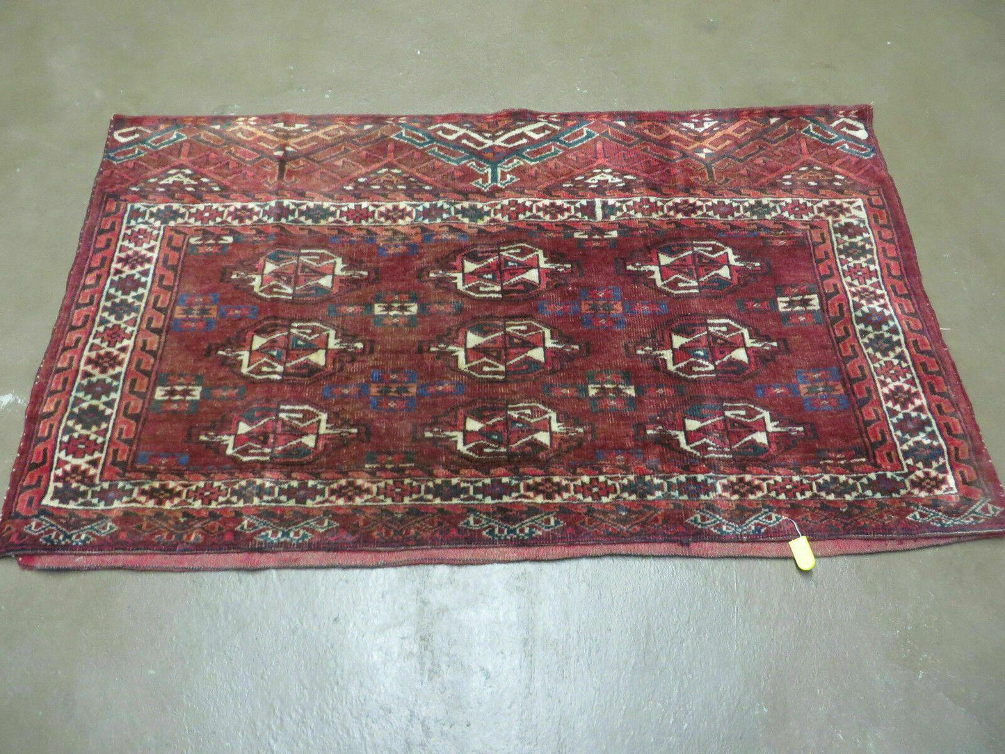 Antique Bokhara Turkoman Rug Yamud Wool Kilim Backing Handmade 1940s