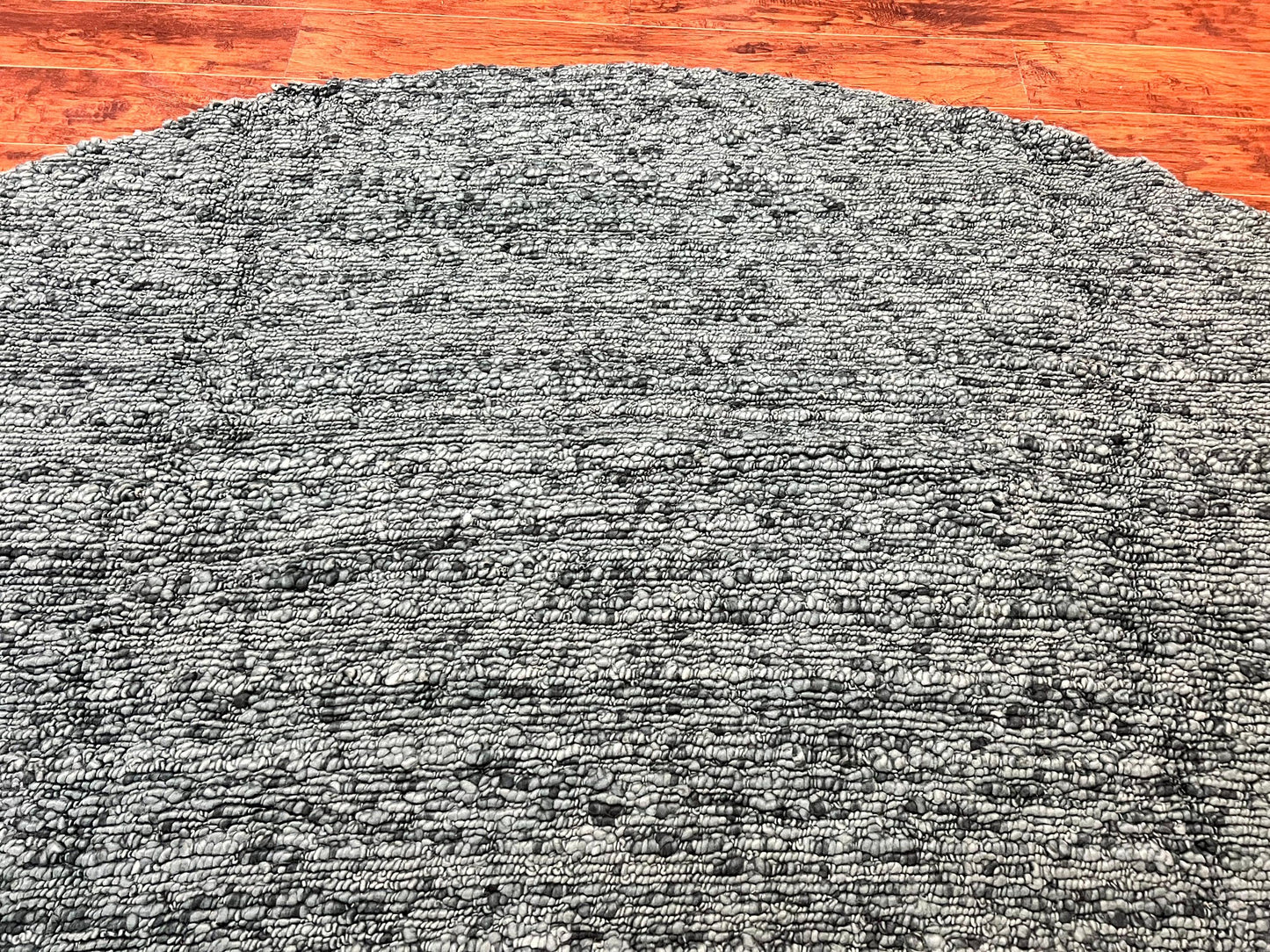 Round Indian Wool Rug Hand Knotted Teal Vintage Home Decor