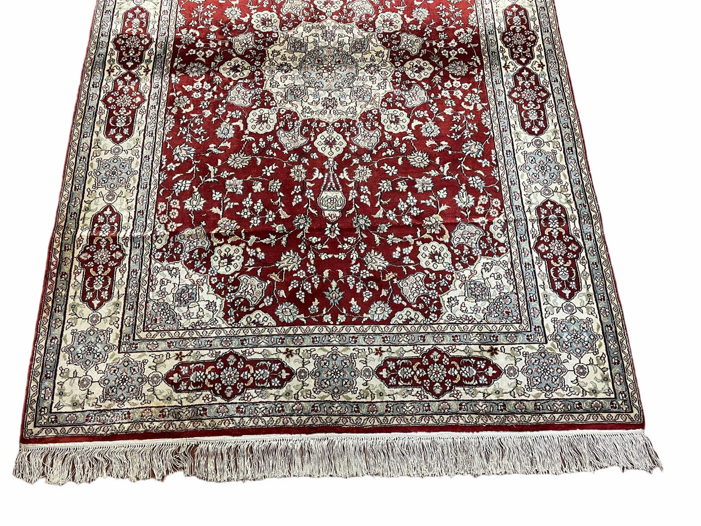 Vintage Handmade Chinese Silk Rug 4x6 Hand Knotted Oriental Silk 400 KPSI