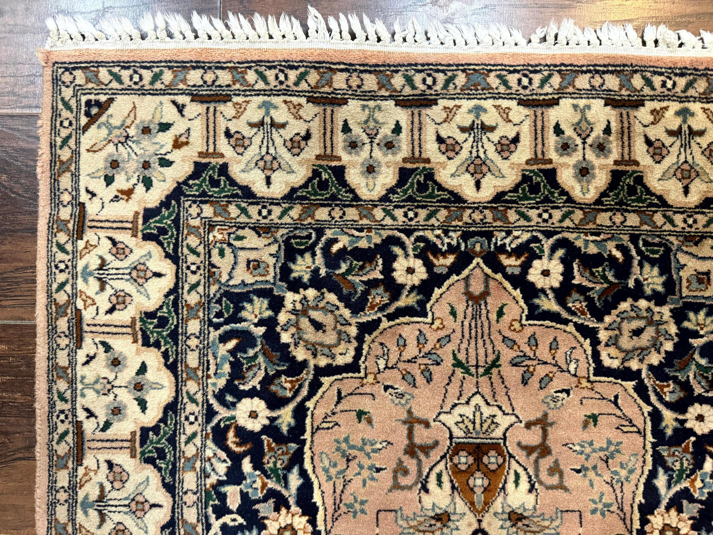 Tree Of Life Prayer Rug Handmade Persian Wool Two By Four Feet Vintage Style Birds Lantern