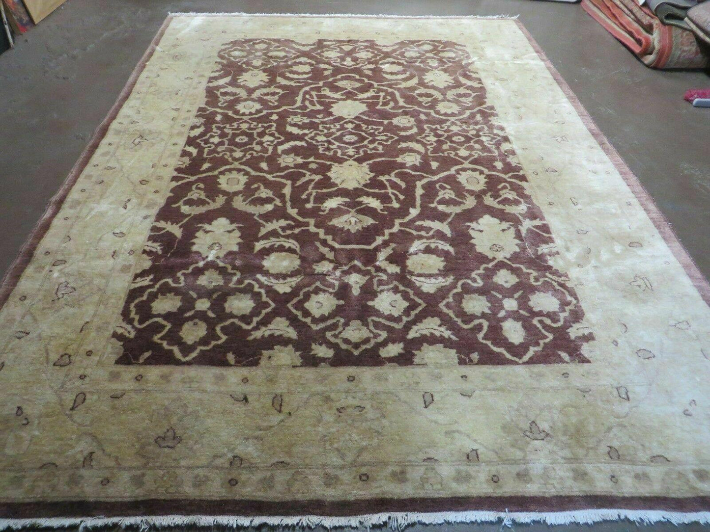 Vintage Peshawar Rug Chobi Floral Wool Hand Knotted Vegetable Dye 7x10 Ft