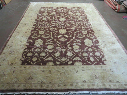Vintage Peshawar Rug Chobi Floral Wool Hand Knotted Vegetable Dye 7x10 Ft
