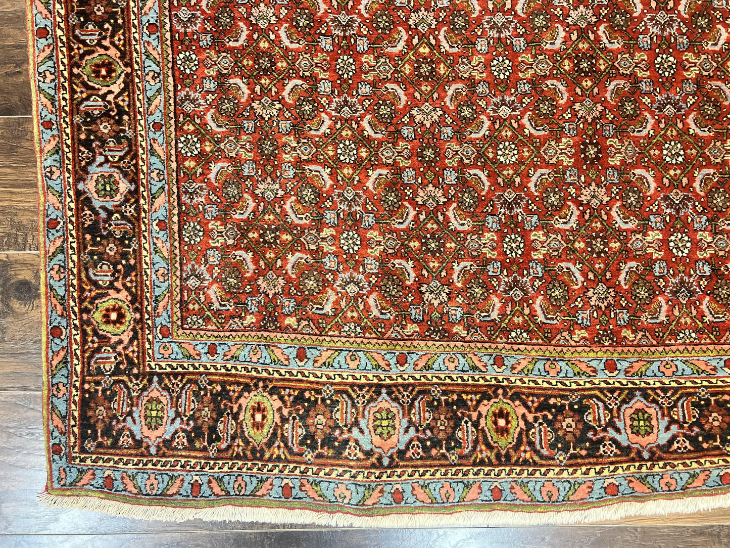 Antique Persian Bidjar Rug 5x7 Hand Knotted Wool Carpet With Herati Pattern