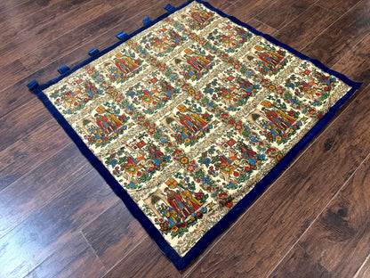 Medieval Tapestry Vintage European Cotton Wall Hanging 4x4 Hand Printed