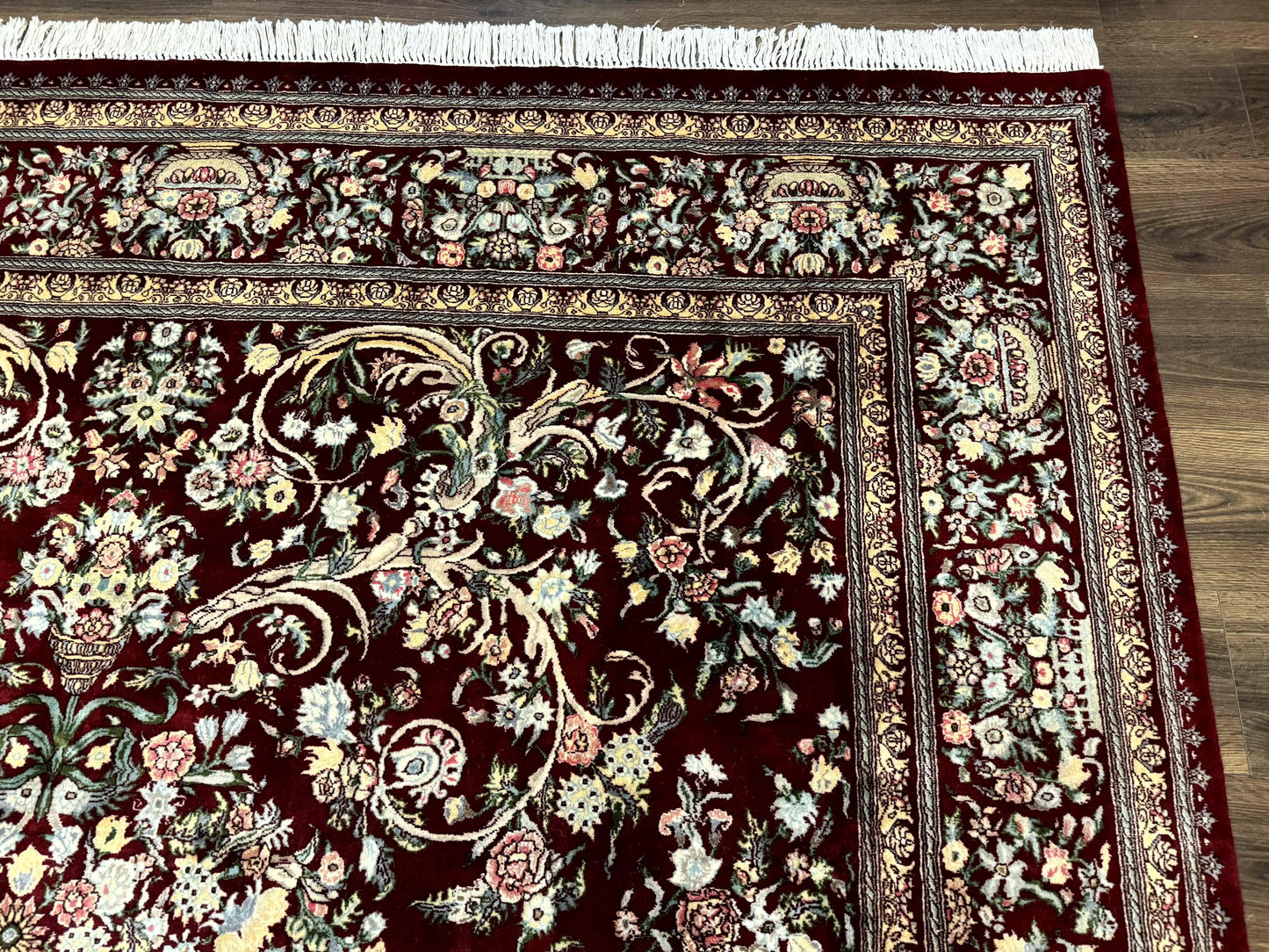 Persian Rug Burgundy 8x10 Hand Knotted Wool Floral Pak Carpet