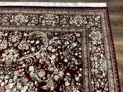 Persian Rug Burgundy 8x10 Hand Knotted Wool Floral Pak Carpet