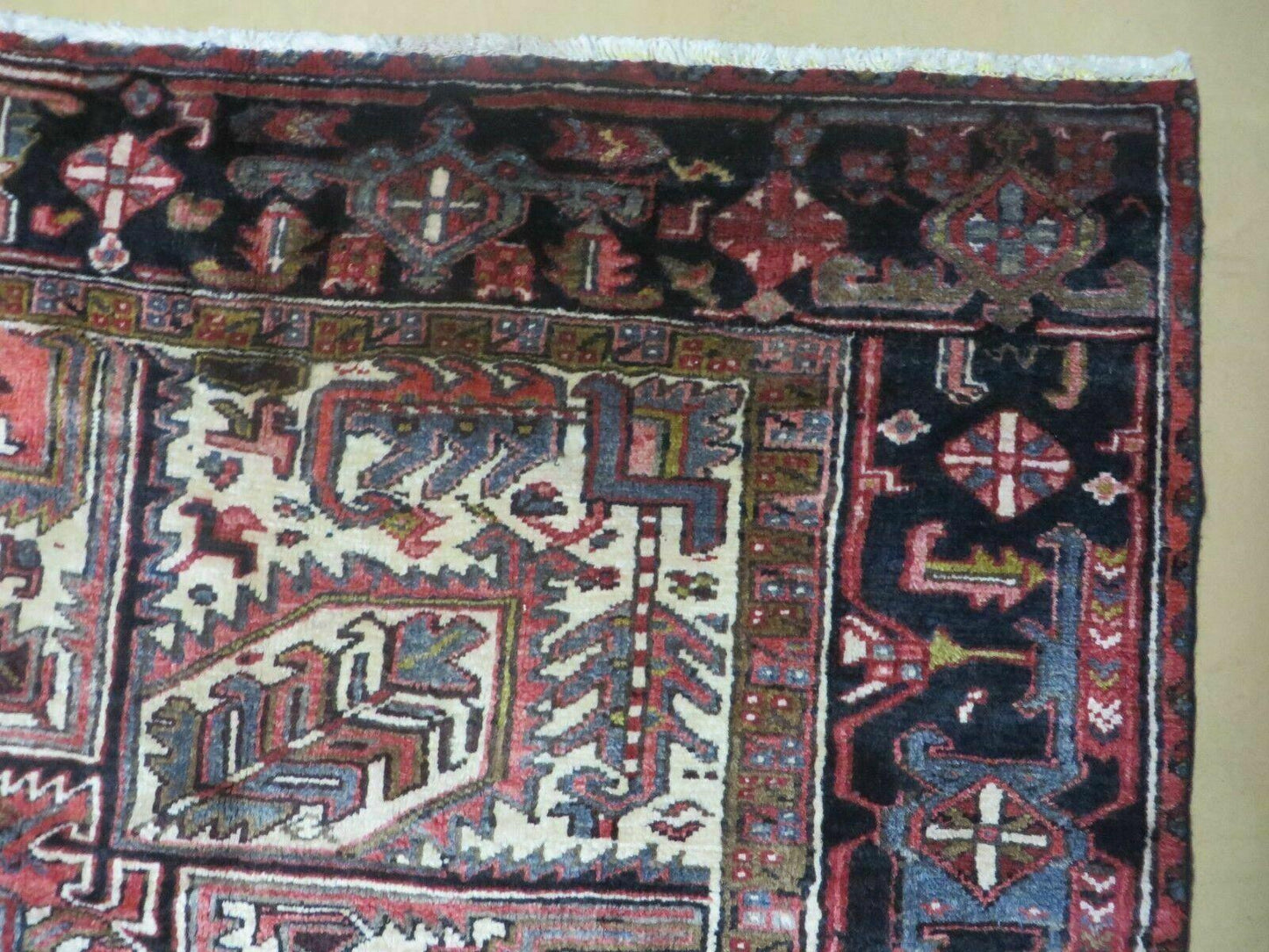 Persian Heriz Rug 8x12 Hand Knotted Wool Geometric Medallion Room Size Carpet
