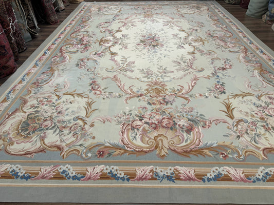 Aubusson Rug Palace Size 11x16 Hand Knotted Wool Carpet For Luxury Living