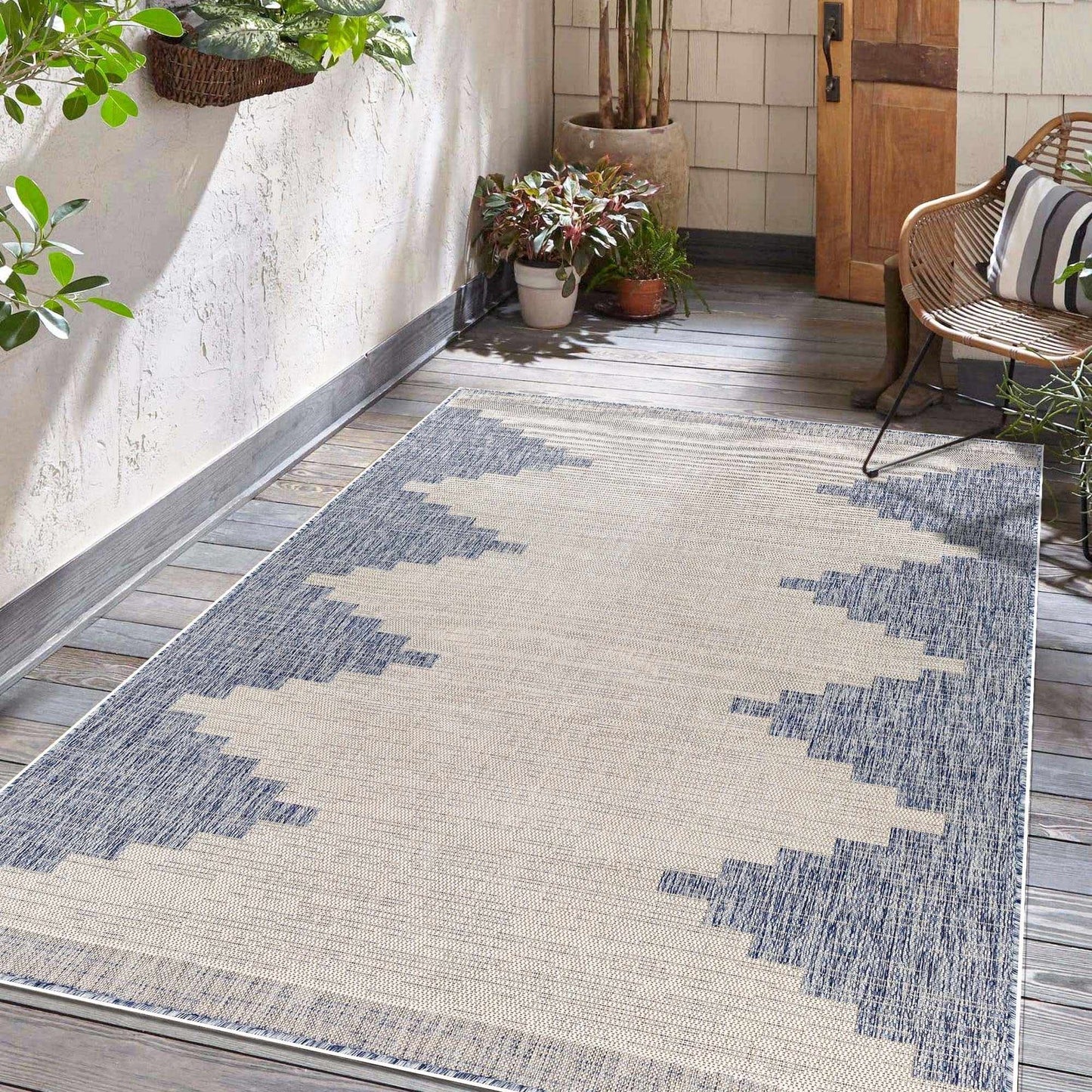 Djugun Blue Outdoor Rug - Stylish Durable Patio Decor
