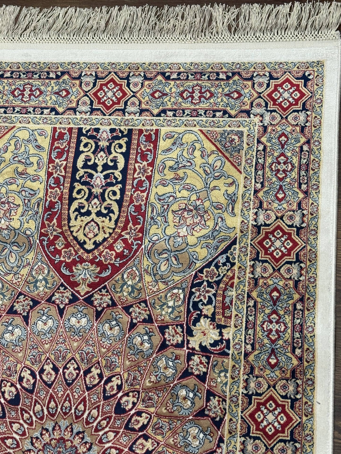 Turkish Silk Runner Rug 2.6x10 Dome Design Hereke Bamboo Silk Classic Runner